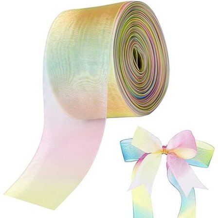 1 st regnbågsband, 50 yards, 25 mm, organza band, organza ribb