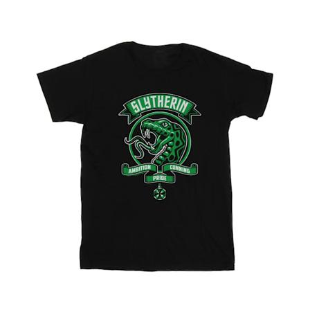 Harry Potter Dam/Kvinnor Slytherin Toon Crest Bomull Boyfriend T-Shirt L Svart Black L