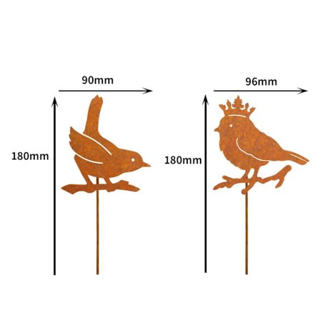 Sæt med 3 kaniner Havestager - Rustlook - Fremstillet af rustfrit metal - til have, terrasse, balkon eller blomsterkrukke