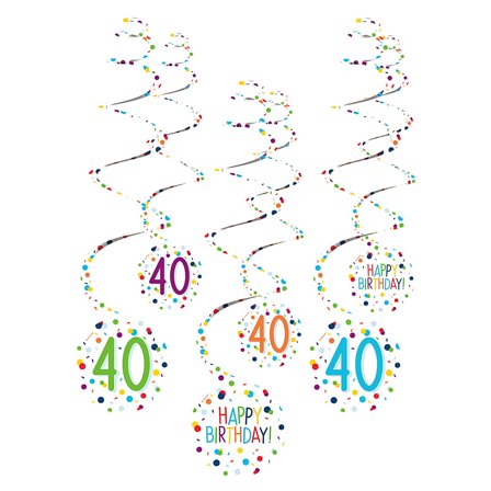 Riippuvat Pyörrekoristeet 40 v Konfetti Birthday
