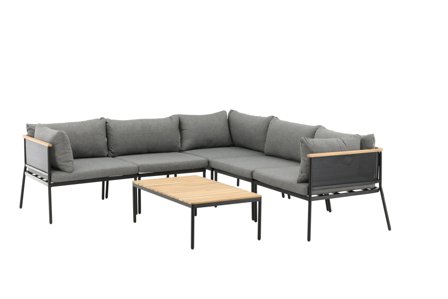 Venture Home Nettan 1501-408 Loungeset soffa, bord, svart/grått/natur, Utemöbler