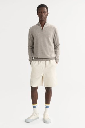 Soft Goat - Men's Half Zip - Men cashmere sweater - XL - Greige