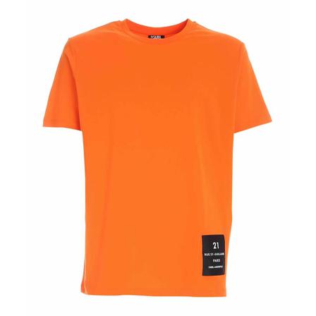 Karl Lagerfeld, Label Tshirt Pomarańczowy, Mężczyzna, Rozmiar: M