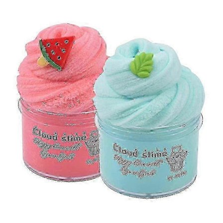 2025 Fluffy Cloud Slime Sett med 2, DIY Slime Myk og Elastisk, Duftende Slime Kompatibel Barn, Party Favor, Putty Leker Kompatibel Jenter [D]
