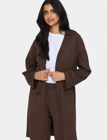 Saint Tropez Kilasz Ls Open Cardigan - Brown - M
