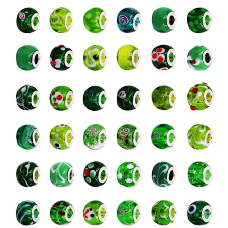 100 stycken European Craft Beads Stort hål glasmellanlägg, grön