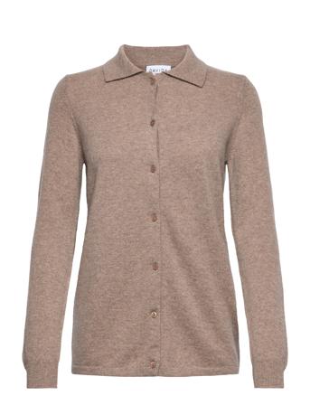 Classic Shirt Strikkegenser Cardigan Beige Davida Cashmere
