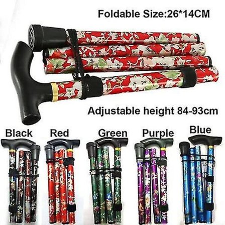 Foldbar Stok Justerbar Vandrestok i Aluminium med Blomster F Blå