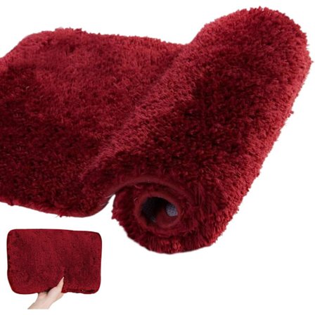 Badrumsmatta 16x24 tum rektangulär badmatta mjuk absorberande halkfri badrumsmatta maskintvättbar lurvig minimalistisk röd badmattor badmattor
