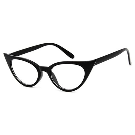 Sort Retro CateYe briller klart glasklart glas uden styrke