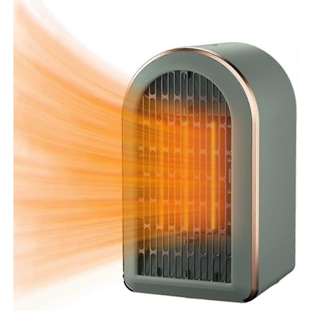 Keramisk Vifteovn, Elektrisk Vifteovn, Energibesparende, 3-sekunders Oppvarming, Lavt Støynivå Romvarmer 21*12*11.5CM (Grønn)
