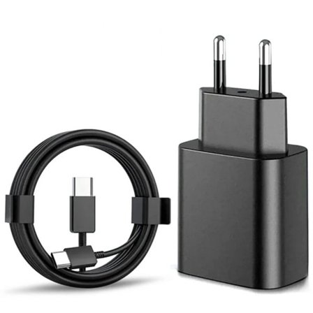 (Specialtilbud) Hurtigoplader 45W til Samsung USB-C + 2M USB C Kabel Sort