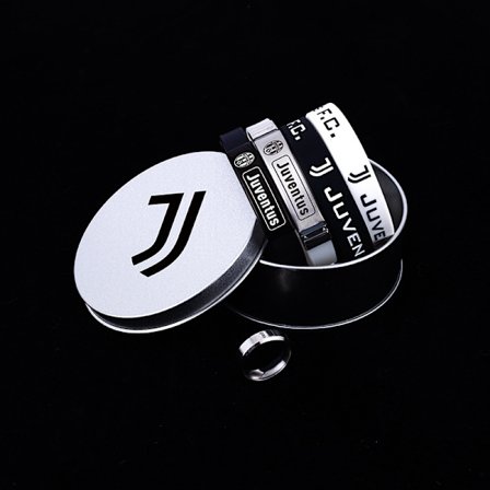 Fotbollsklubbs logotyp armband [rund ask] 4 armband + ring [Juventus]