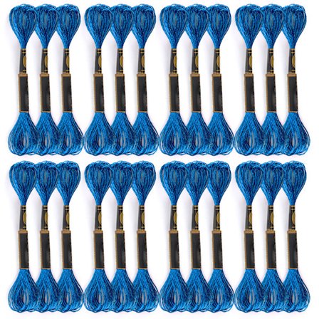 24 stk. Cross-Stitch tråd broderi blankt blåt flettet tråd håndlavet garn bomuldsnøgler