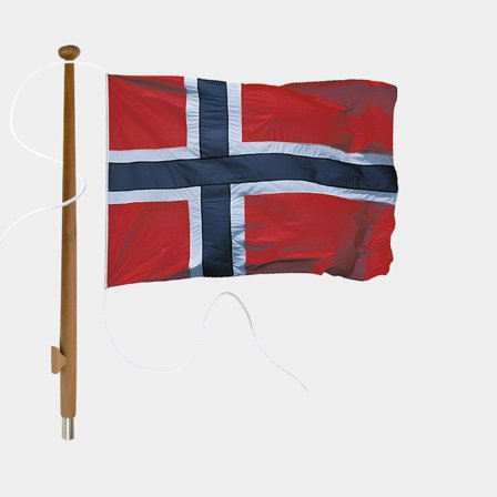 Flag set with boat ensign Adela Original, Norway, marine polyester (170 g / m²), 120 cm x 75 cm + flagstaff Ø25 mm, 120 cm in teak