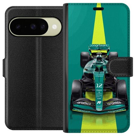 Yhteensopiva Lompakkokotelo Google Google Pixel 10 Aston Martinin Formula 1 -auto vihreässä kilpailumuotoilussa, jossa on moderni studiosentuntma
