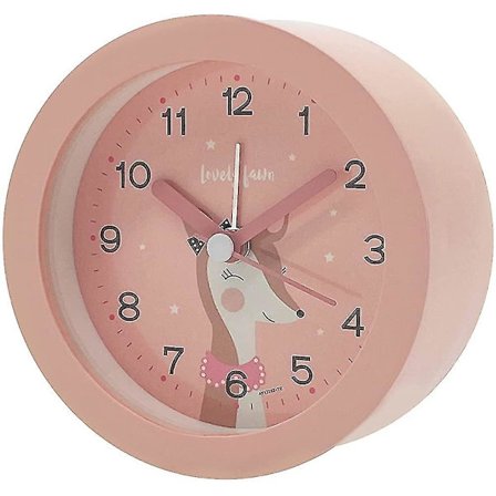 Rosa hjort vekkerklokke for jenter, stille analog vekkerklokke uten