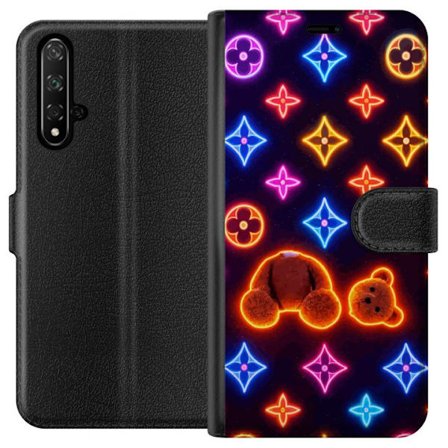 Yhteensopiva Lompakkokotelo Honor Honor 20 Neonvärisellä ylellisellä kuviolla, jossa hehkuvia nalleja pop-taide-esteetiikassa