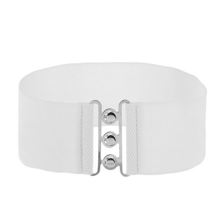 Bred Elastisk Bælte Metal Spænde Talje HVID