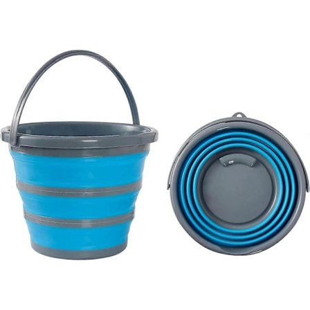 【PP】10 liters foldbar alsidig bærbar rengørings-, fiske-, camping-silikonespand, pladsbesparende design til hjemmet og udendørs - Flades til 5 cm