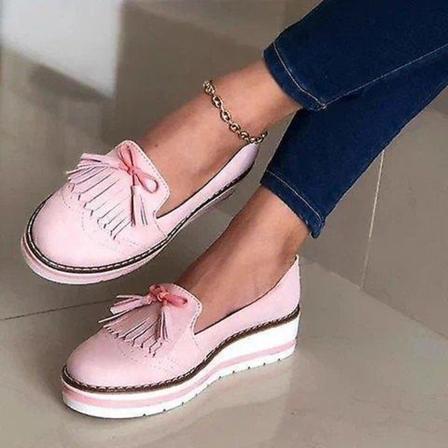 Blandade färger Dam Balett Flats Skor Loafers i äkta läder Pink 36