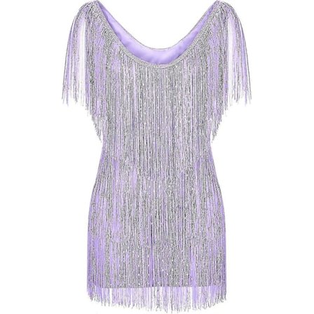 Cocktailkjoler til kvinder Sexet dyb V-hals Allover Frynser Spaghetti Stropper Kjole Pailletter Fjer Prom Festkjole