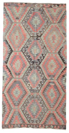 Orientalischer Kelim Vintage Türkei Teppich 153X297 Orange/Rosa Wolle, Türkei