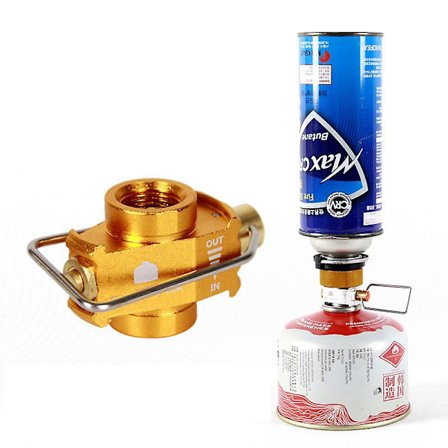 Camping Gas Saver Plus -kaasunkääntäjä ja täyttöadapteri litteille kaasupulloille