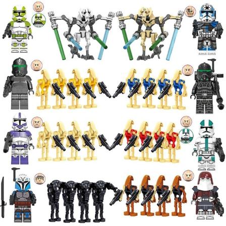34st Pack Stridssoldater, generaler och droider med vapen Set, byggstenar Actionfigurer Leksak Barn Present