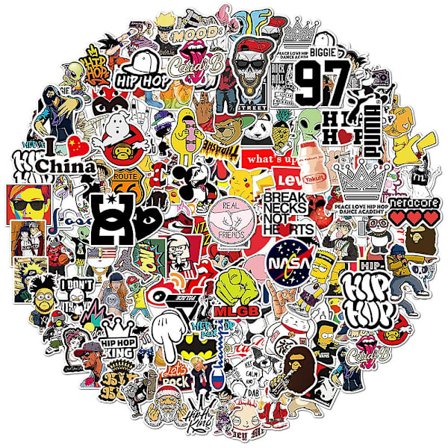 200 stk laptop klistremerkepakke, trendy klistremerker kule unike klistremerker vannflaske notatbok gitar skateboard reise klistremerker for barn