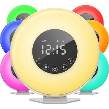 Wake-up Light Sunrise Alarm Clock LED FM Radio Bedside Sounds Touch Night Lamp