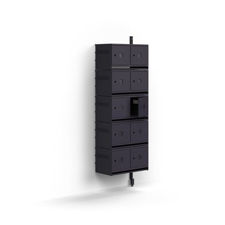 Skoskåp, påbyggnadssektion, vägghängd, 10 metalluckor för märkning, 1800x600x300 mm, antracit