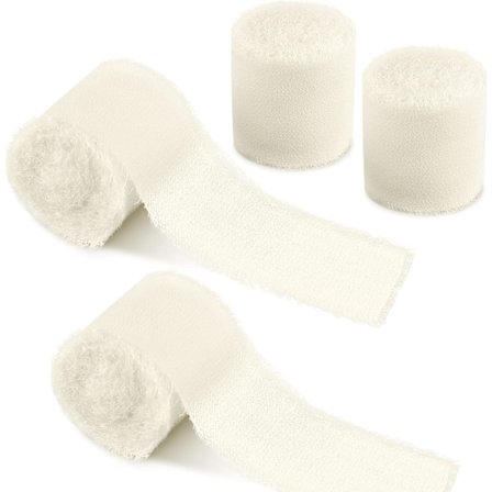 4 ruller chiffon silkebånd håndlavet frynse chiffonbånd hvid frynset bånd til babyshower bryllup brudebuketter