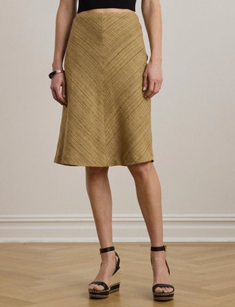 Lauren Ralph Lauren Herringbone Linen-Blend Tweed Skirt - Beige - 38
