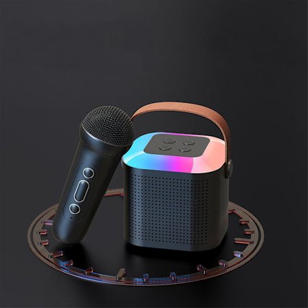 Kannettava langaton mikrofoni ja kaiutinsetti (musta)