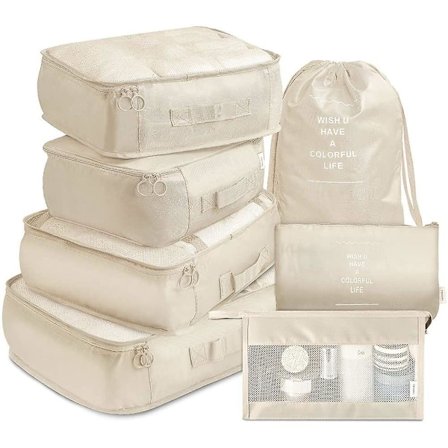 Pakkekuber Reisebagasje Pakkearrangører Sett Med Toalettveske (7 stk)