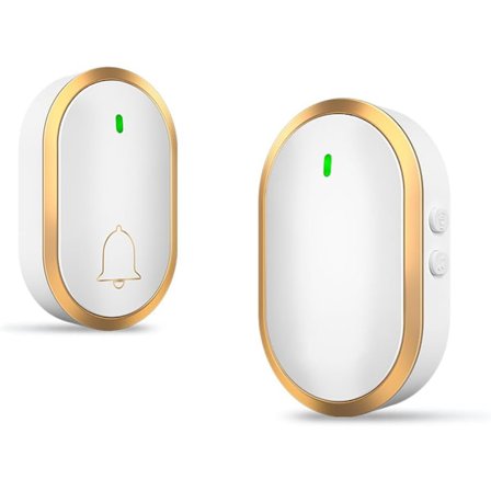 Trådløs dørklokke 300 meters rækkevidde IP44 Vandtæt 60 melodier LED-indikator Nem installation Lang batterilevetid Hvid Guld_jar