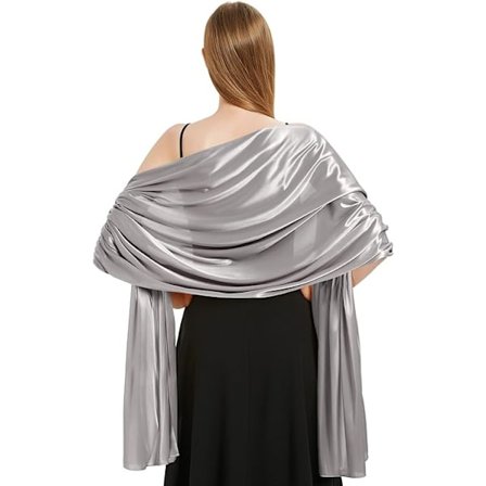 Sort satin tørklæde sjal kvinder bryllup tørklæde egnet til aftenkjole elegant chic sjal