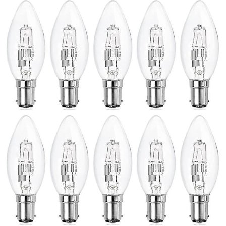 10-pakning b15d halogenpærer, dimbare 42w c35 halogen lyspære 42w b15d eco halogenpærer b1 [DB]