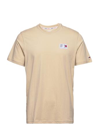 Tjm Woven Label Tee T-shirts Short-sleeved Beige Tommy Jeans