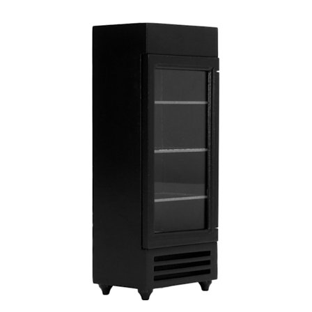 1:12 Dukkehus Miniature Træ Køleskab Høj Simulation Lys Farve DIY Automat Sort