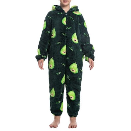 Lasten fleece-haalari vetoketjulla, unisex, kuviopainatus, hupullinen onesie-pyjama pojille ja tytöille, tyyppi 3[BT]