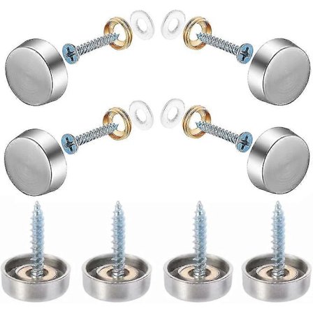 8 stk. Spejlskruer Dekorativ Hætte Sølvfarvet Dækning 5/8" (16 mm) Rustfrit Stål Acsergery Gave