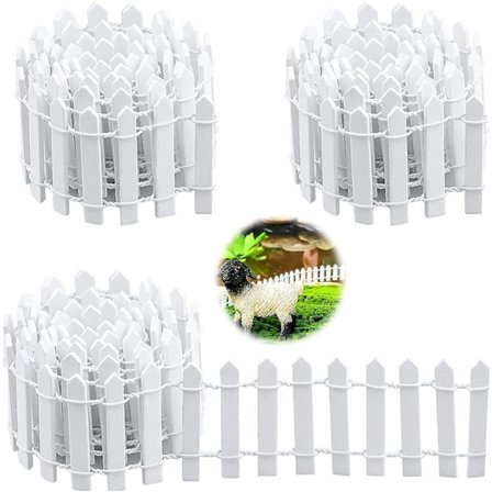 Sæt med 3 mini træhegn - til modelbygning, dukkehus, terrarium, have, blomsterpotte