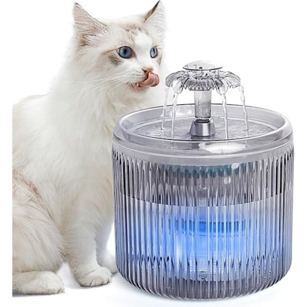 Kattens vannfontene med LED-lys - 88oz/2.6L Ultra stille kjæledyrvannfontene med 2 strømningsmoduser, automatisk vanndispenser for katter og små 