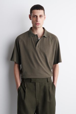 COS Homme Polo Décontracté En Coton Et Lin in Marron