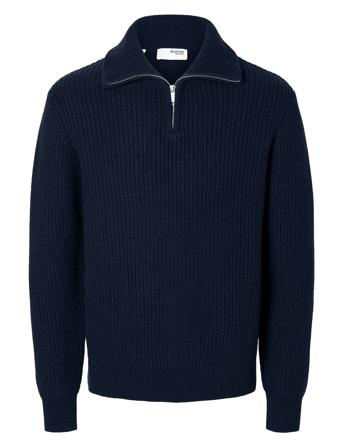 Slhland Ls Knit Half Zip Tops Knitwear Half Zip Jumpers Navy Selected Homme