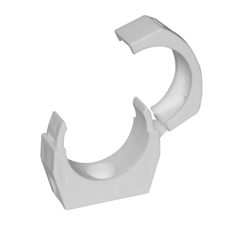 Faluplast 18210 Rørklammer enkel, med låsbart overfall, 50 mm Hvit, Installasjon