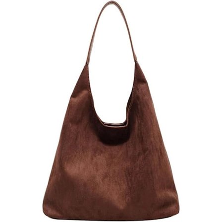 Halvmåneveske for damer, semsket skinnveske, avslappet skulderveske for reiser, egnet for pendling, gate, ferie (Kaffe) Coffee