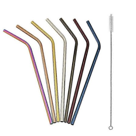 7 stk. 300 mm sugerør i rustfritt stål, metallfarger, passer til 40 oz tumbler, ekstra lange gjenbrukbare og miljøvennlige